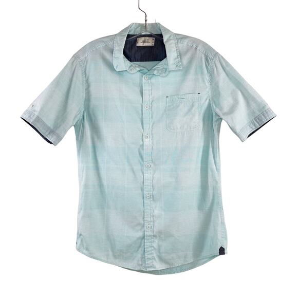 Men’s Buckle Level Ten Turquoise Blue Casual Short Sleeve Button Shirt Medium - Picture 2 of 8